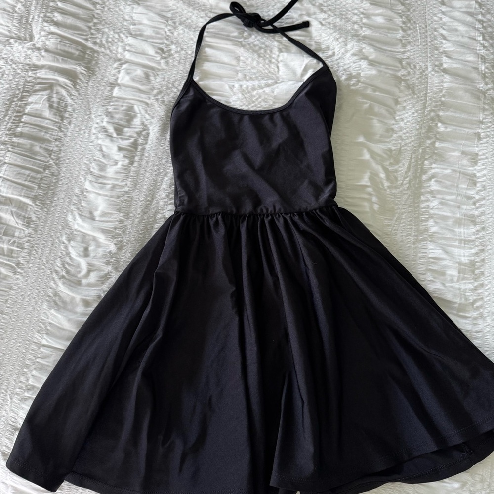 American Apparel Black Halter Skater Dress